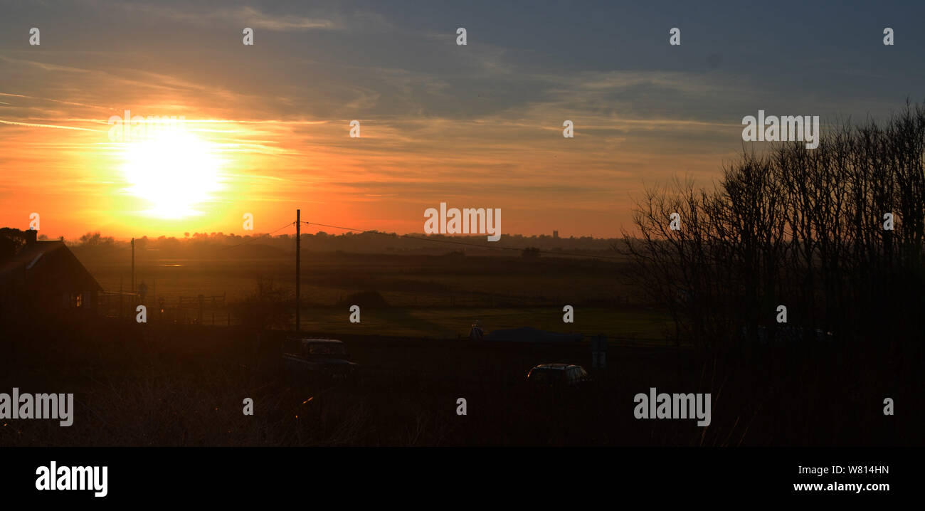 Bold, beautiful sunset at Southwold, Suffolk, United Kingdom Stock Photo