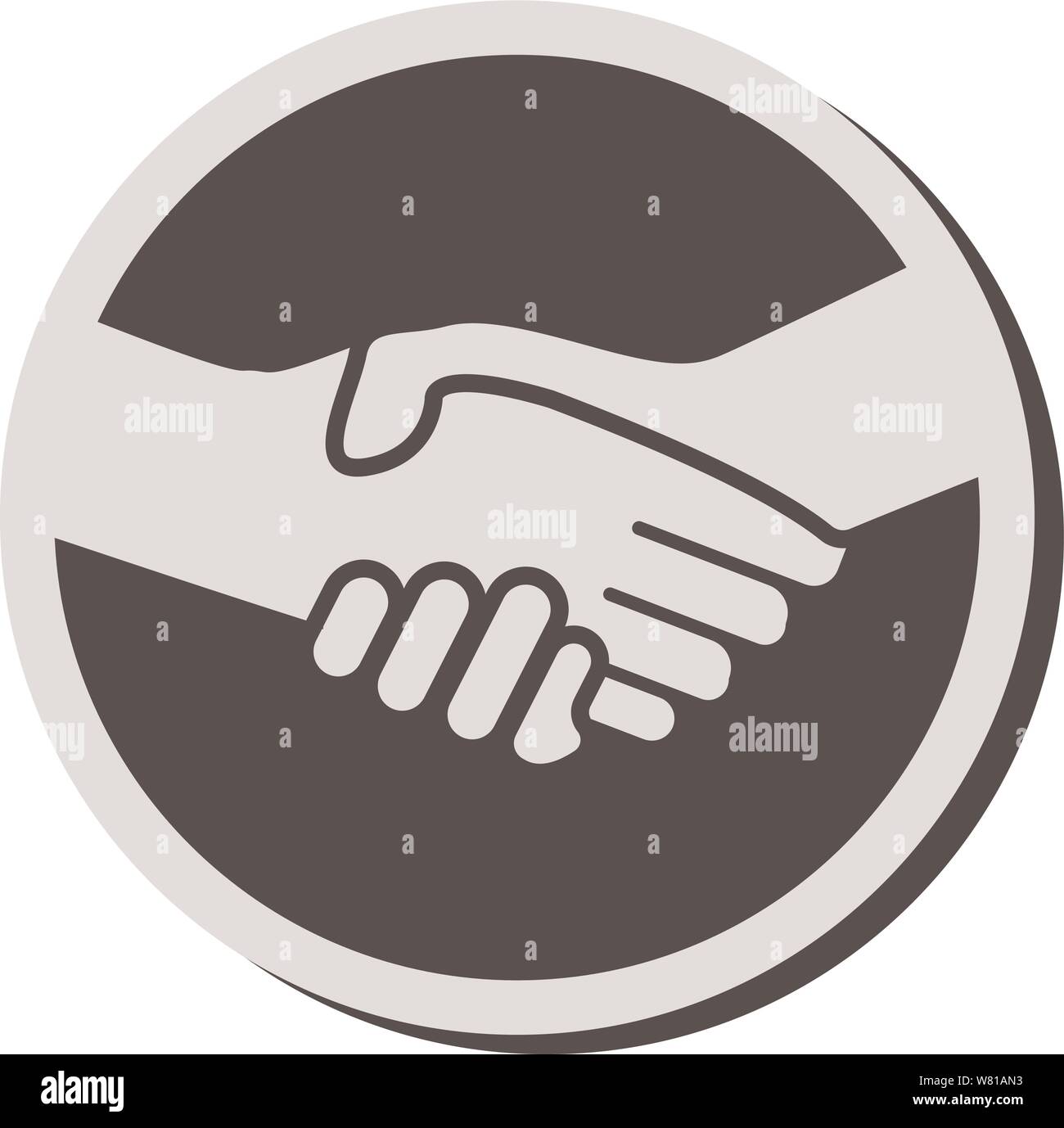 simple round handshake icon or badge vector illustration Stock Vector