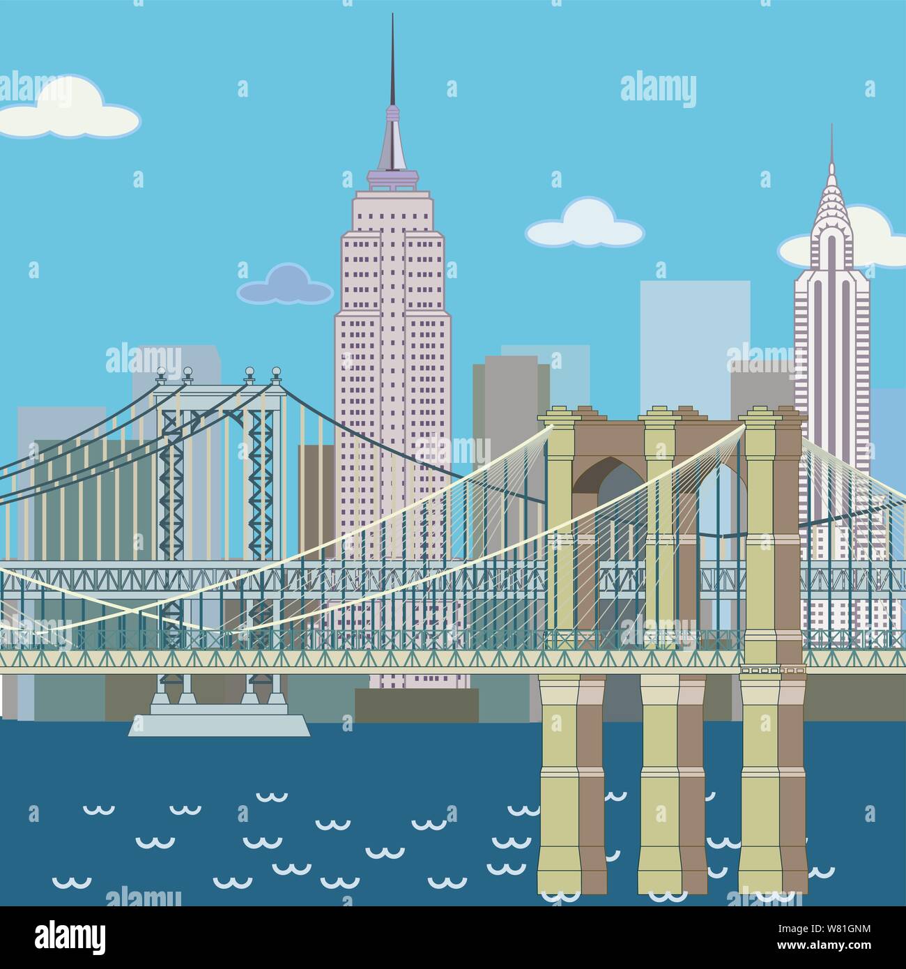 Brooklyn bridge view new Stock Vector Images - Alamy
