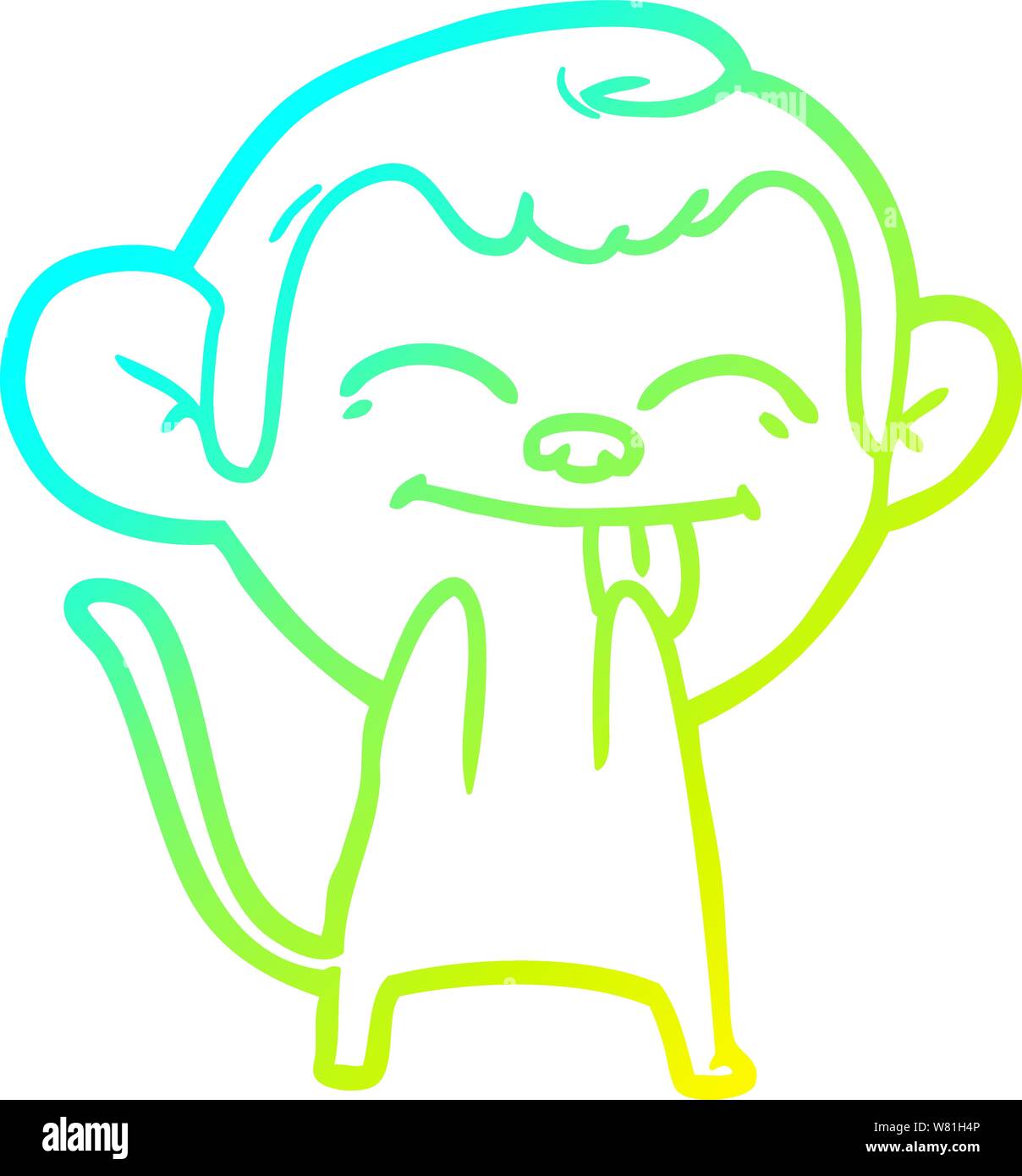 cold gradient line drawing of a funny cartoon monkey Stock Vector Image ...