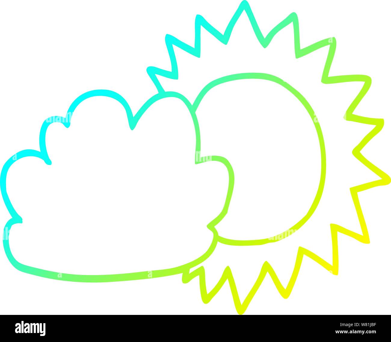 cold gradient line drawing of a cartoon weather Stock Vector Image ...