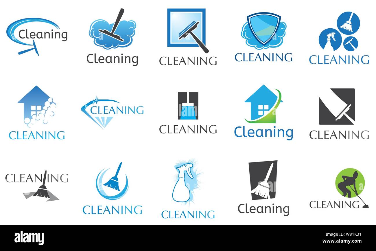 vector set of logos for cleaning service Stock Vector