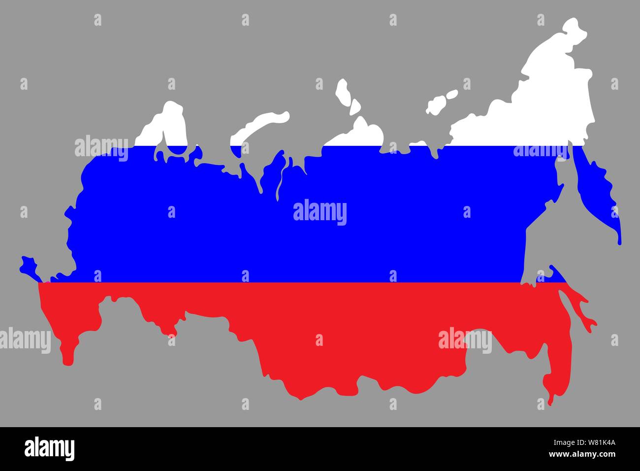 Russia flag map. Country outline with national flag Stock Photo - Alamy