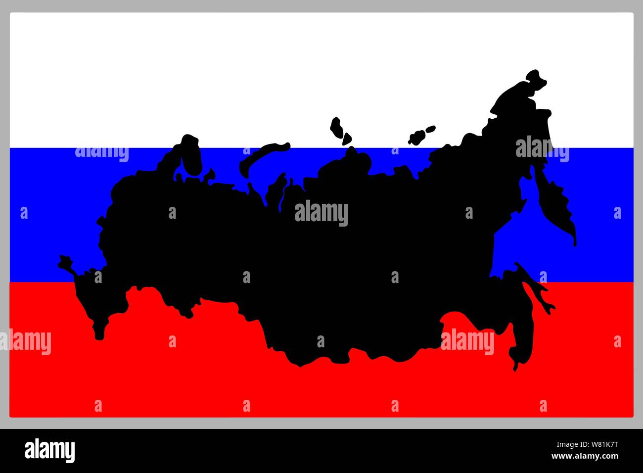 Russia silhouette map in russian flag. Russian federation vector map on flag. Vector illustration eps 10 Stock Vector