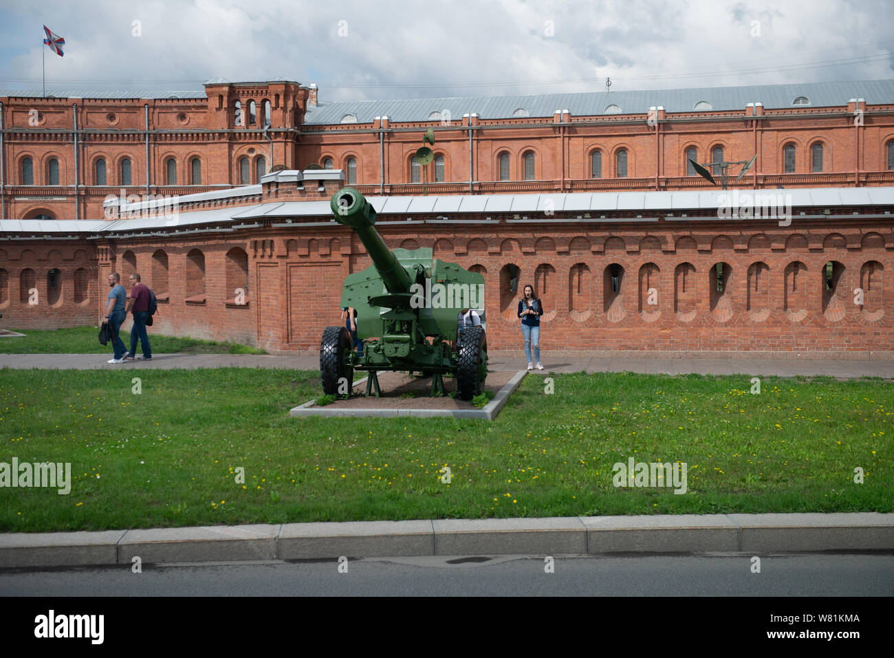 The red building of the Russian Military in Saint Petersburg Stock Photo