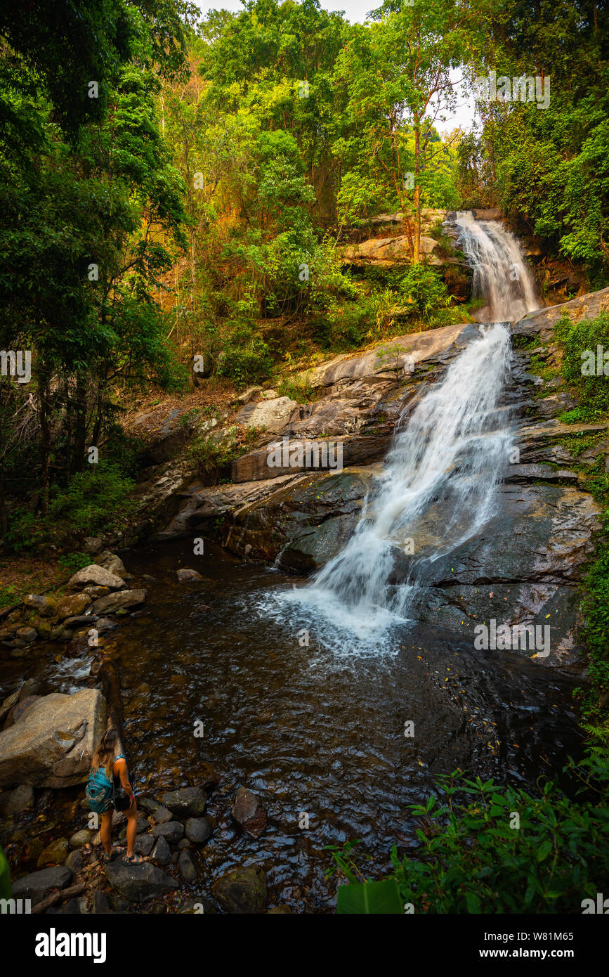 Huai Sai Luang waterfall in Doi Inthanon National Park near Chiang Mai Thailand Stock Photo