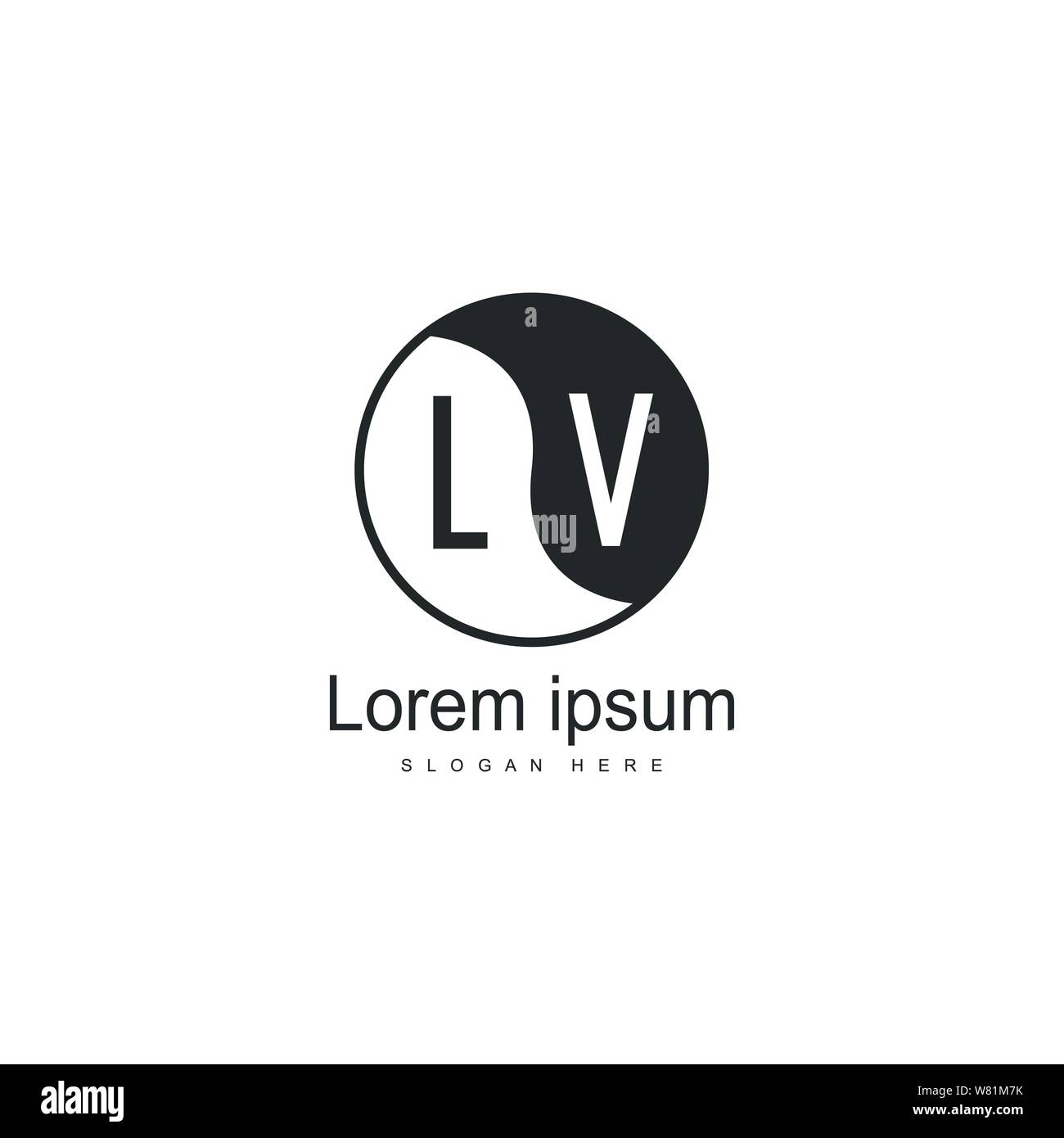 Initial LV Logo Template With Modern Frame. Minimalist LV Letter