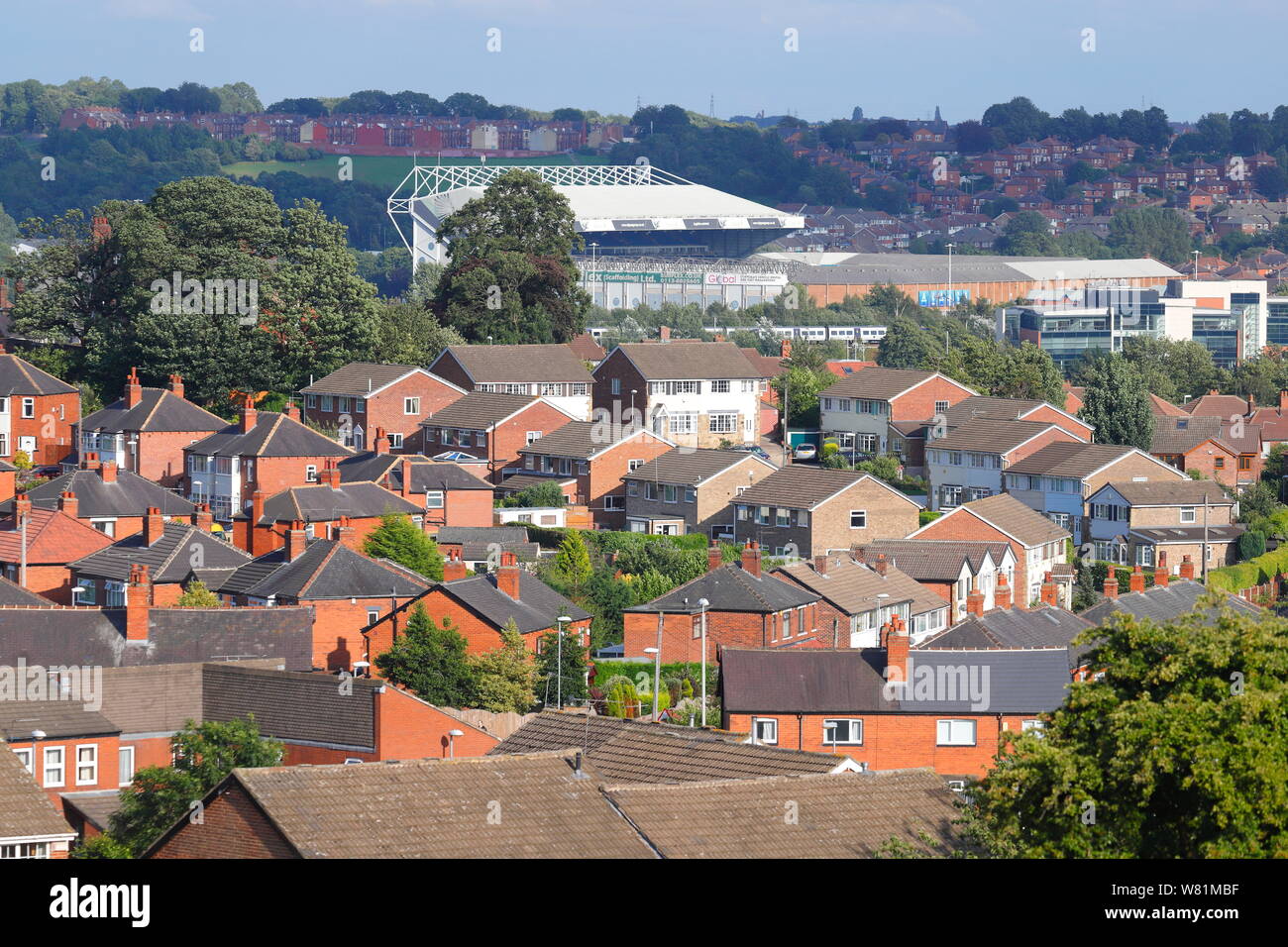 A view towards Elland Road Stadium from Western Flatts Cliff Park Stock