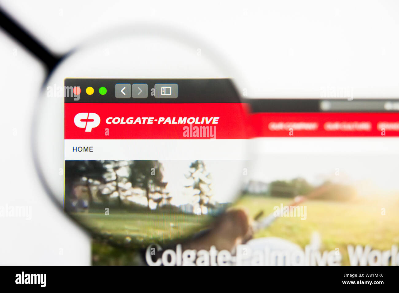 Richmond, Virginia, USA - 7 August 2019: Illustrative Editorial of Colgate-Palmolive Company website homepage. Colgate-Palmolive Company logo visible Stock Photo
