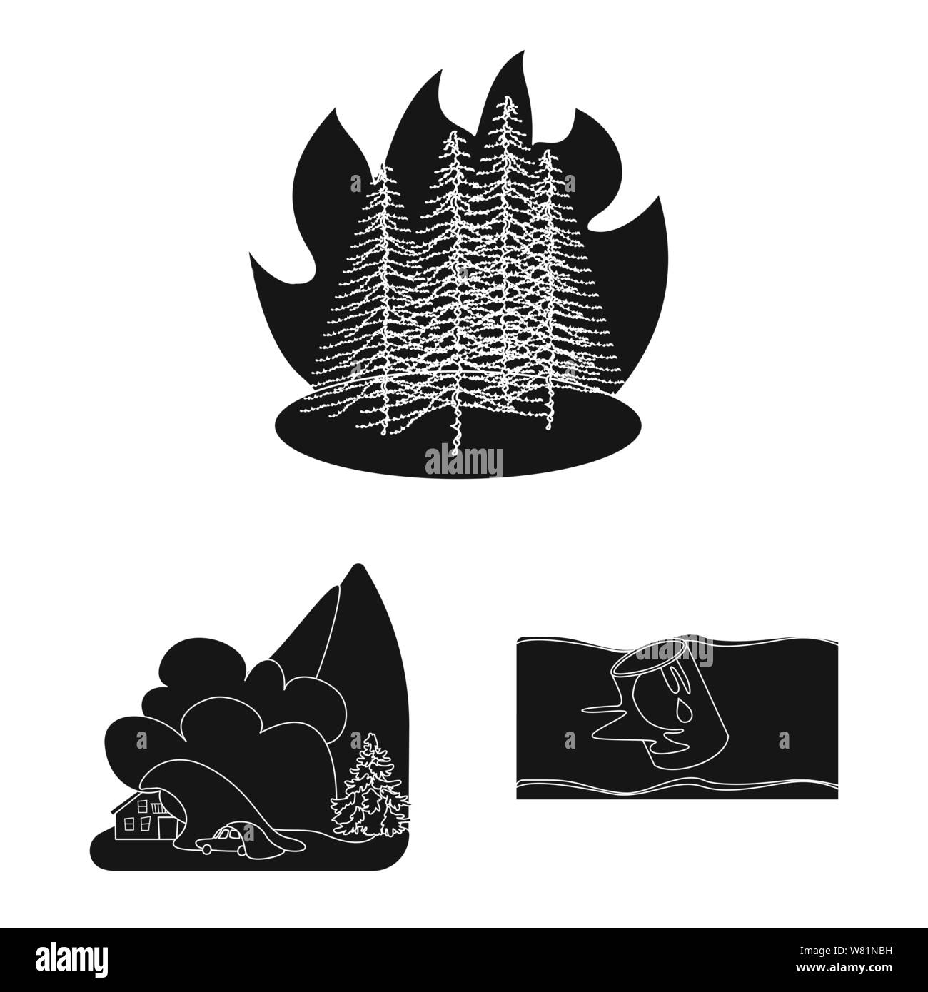 Vector illustration of calamity and crash icon. Set of calamity and