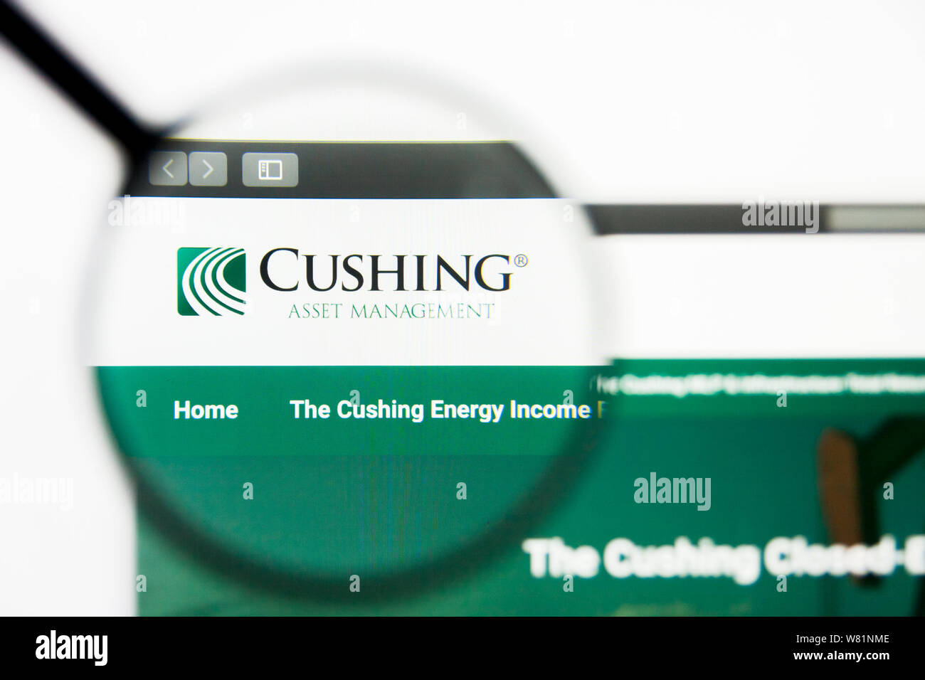 Richmond, Virginia, USA - 7 August 2019: Illustrative Editorial of Cushing Energy Income Fund website homepage. Cushing Energy Income Fund logo visibl Stock Photo