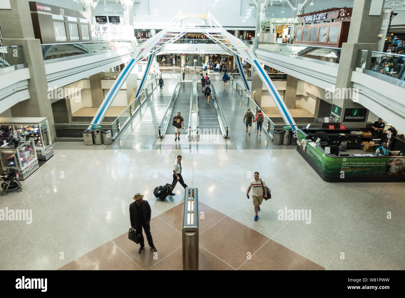 Look from above on the at the Concourse B at Denver International