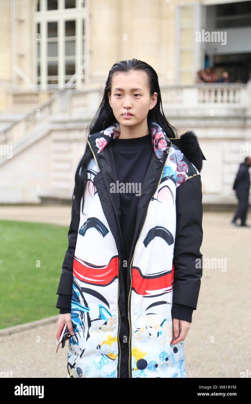 Chinese model Wang Xinyu attends the Moncler Gamme Rouge Fashion Show  during the Paris Fashion Week Fall/Winter 2017 in Paris, France, 7 March  2017 Stock Photo - Alamy