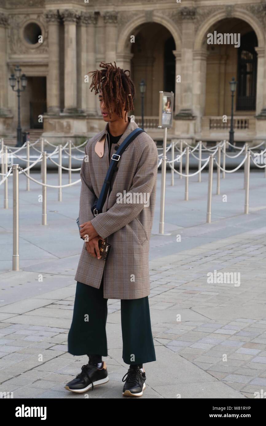 American rapper Jaden Smith attends the Louis Vuitton (LV) Fashion Show  during the Paris Fashion Week Fall/Winter 2017 in Paris, France, 7 March  2017 Stock Photo - Alamy