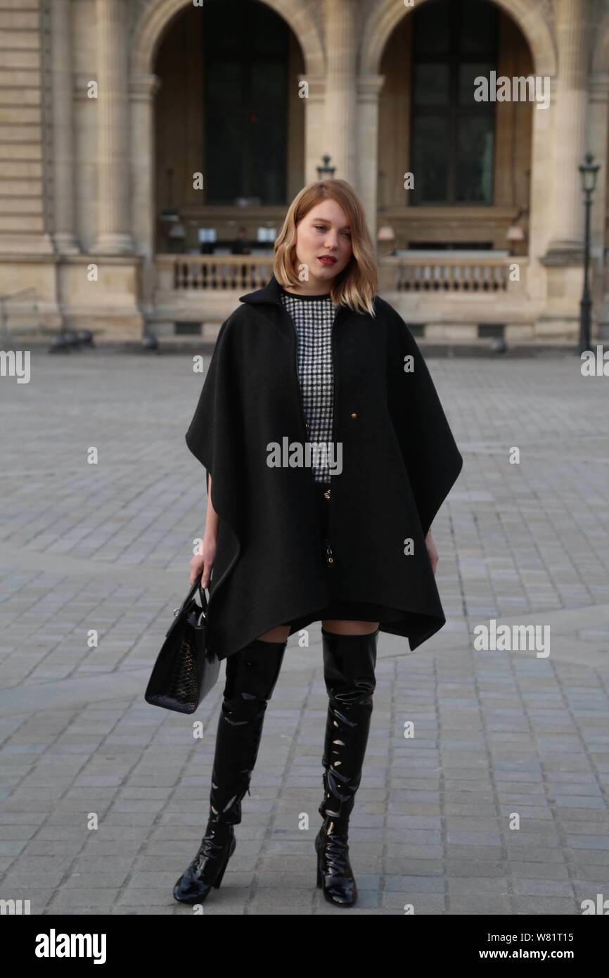 Lea Seydoux - People arriving at the Louis Vuitton PAP F/W 2019/2020  fashion show in Paris. defile de mode pret-a-porter autome-hiver 2019/2010  Chanel a Paris. (Photo by Lionel Urman/Sipa USA Stock Photo 