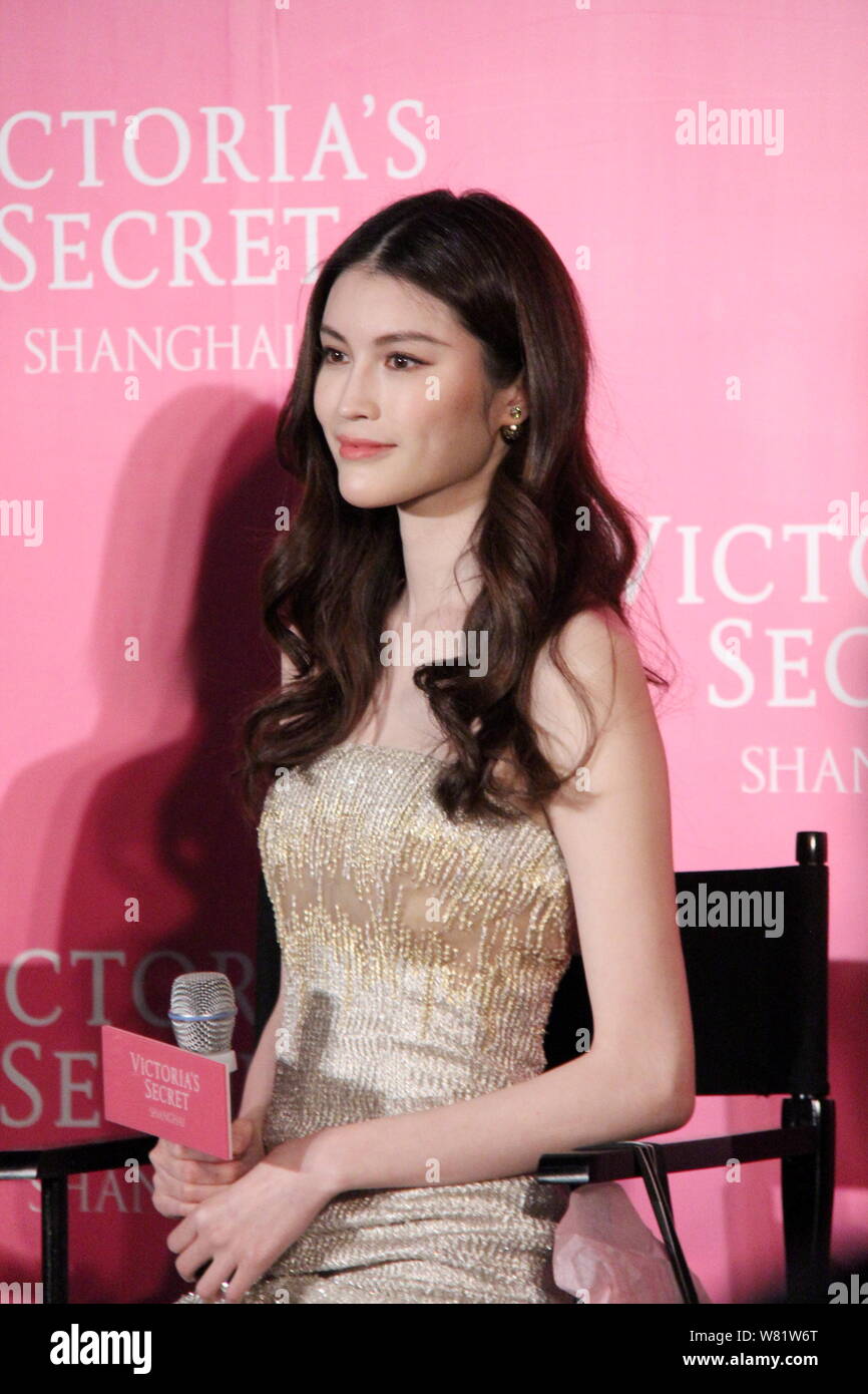 Chinese model He Sui attends the press conference for the opening ...