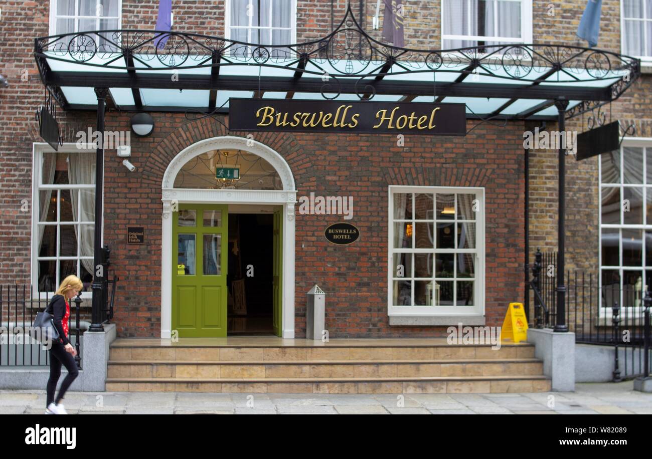 Buswells Hotel in Molesworth Street, Dublin, situated close to the Dail, the Irish parliament, it is an integral part of Irish political scene. Stock Photo