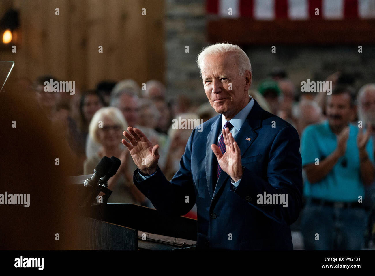 2020 Democratic Presidential candidate, Joe Biden, speaks at a campaign event in Burlington, Iowa on Wednesday, August 7, 2019. Biden is kicking off a 4 day tour of Iowa. Credit: Alex Edelman/CNP/MediaPunch Stock Photo
