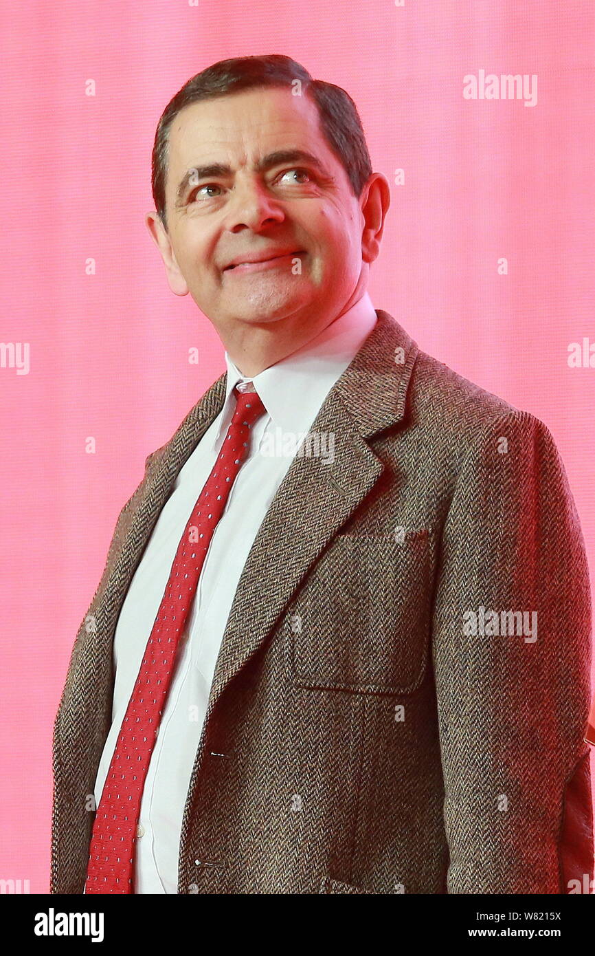 English actor Rowan Atkinson plays Mr. Bean during a premiere for his