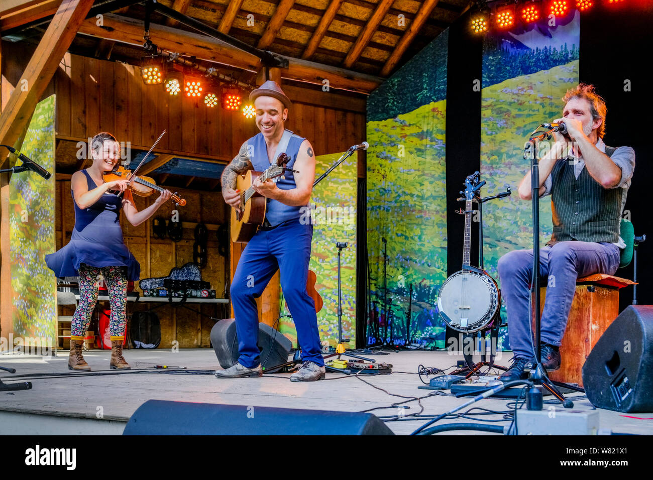 Bon Débarras, traditional Quebecois musicians, Canmore Folk Music Festival, Canmore, Alberta, Canada Stock Photo