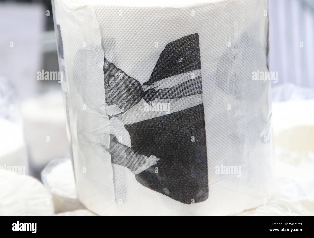 A view of President Trump Toilet Paper for sale in Westminster. Stock Photo