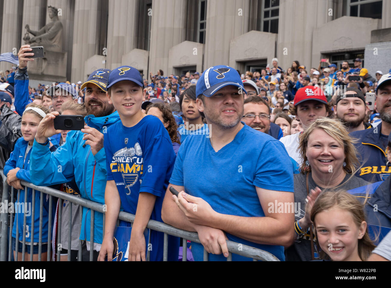 The Parade and rally celebrating Saint Louis Blues Hockey Team's Stanley Cup victory. Stock Photo