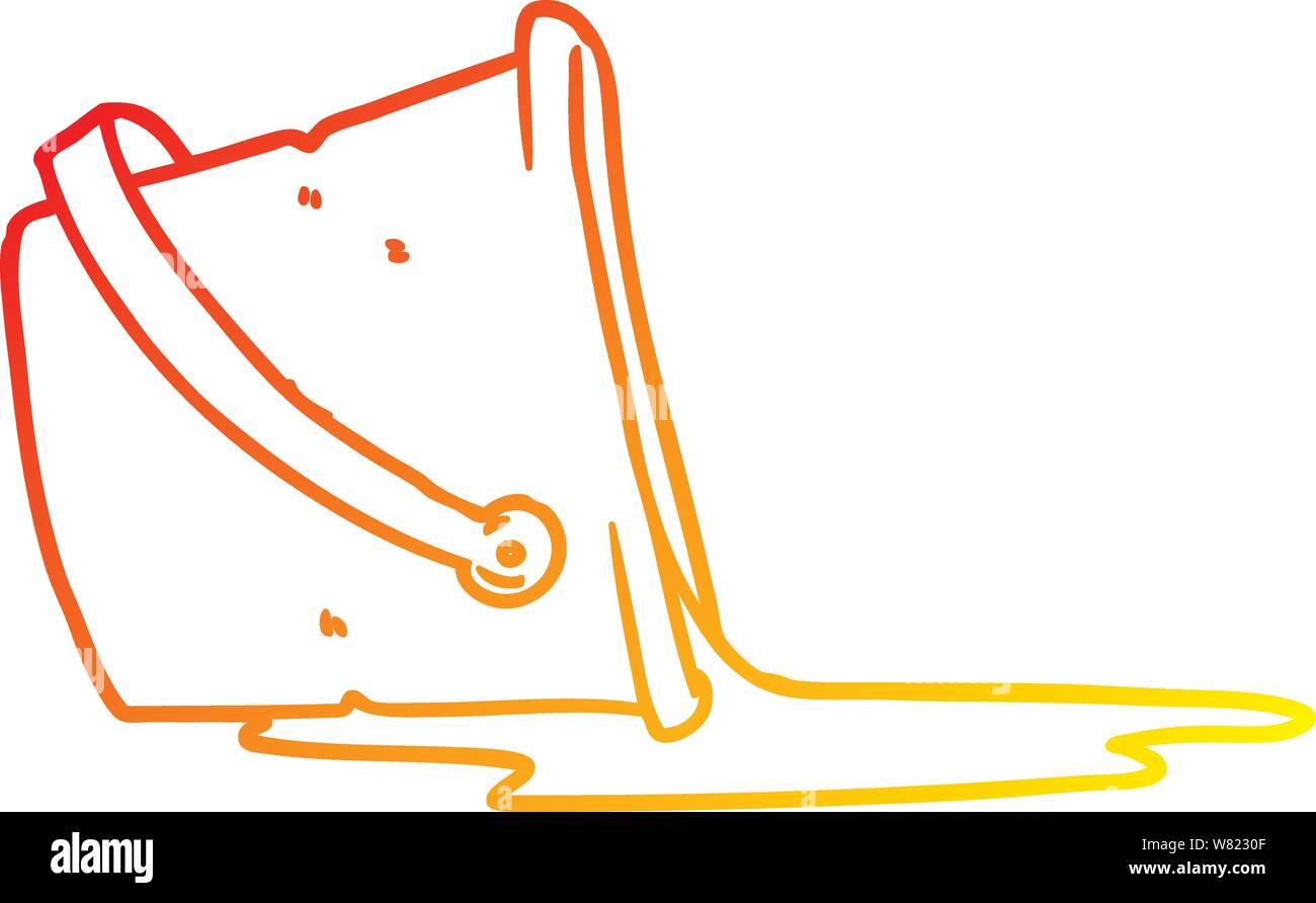 warm gradient line drawing of a cartoon spilled bucket of water Stock ...