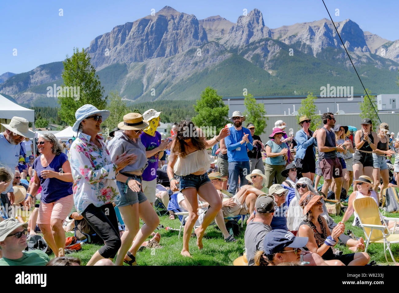 Crowd dancing, Canmore Folk Music Festival, Canmore, Alberta, Canada