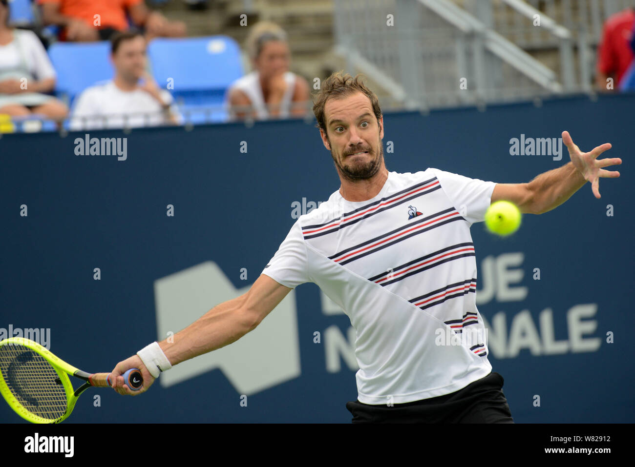 Montreal, Quebec, Canada. 7th Aug, 2019. RICHARD GASQUET of France in his  second round match v. K. Nishikori in the Rogers Cup tennis tournament in  Montreal Canada. Credit: Christopher Levy/ZUMA Wire/Alamy Live