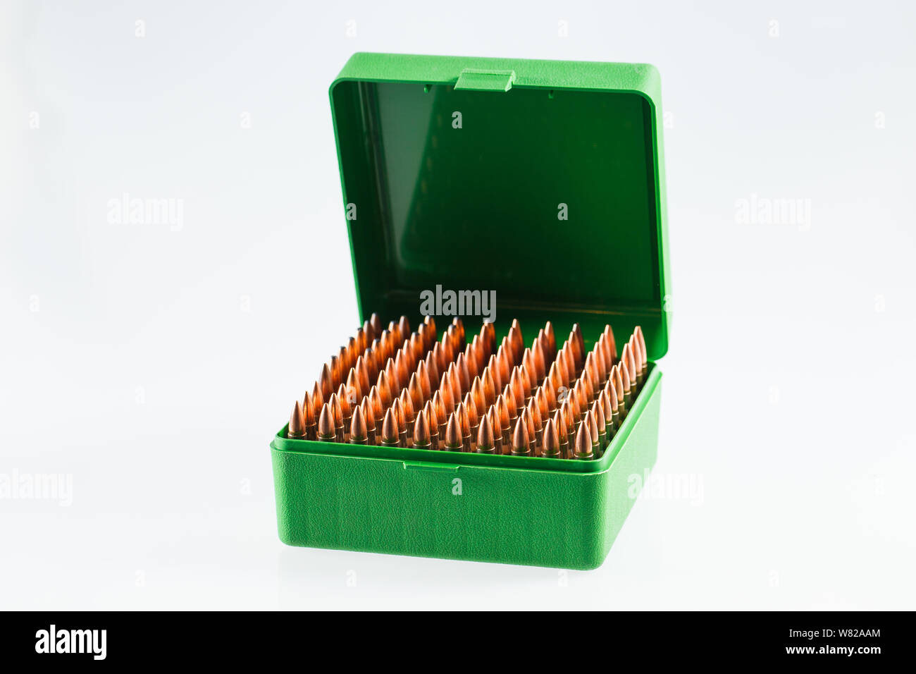 Hunting cartridges in a plastic box. Bullet storage box Stock Photo - Alamy