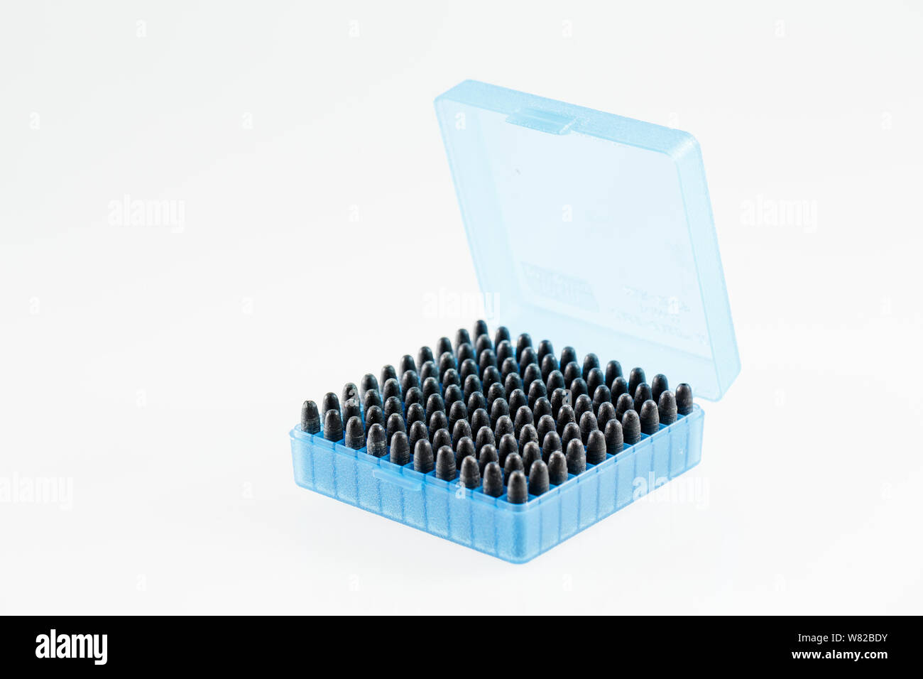 Hunting cartridges in a plastic box. Bullet storage box Stock Photo - Alamy