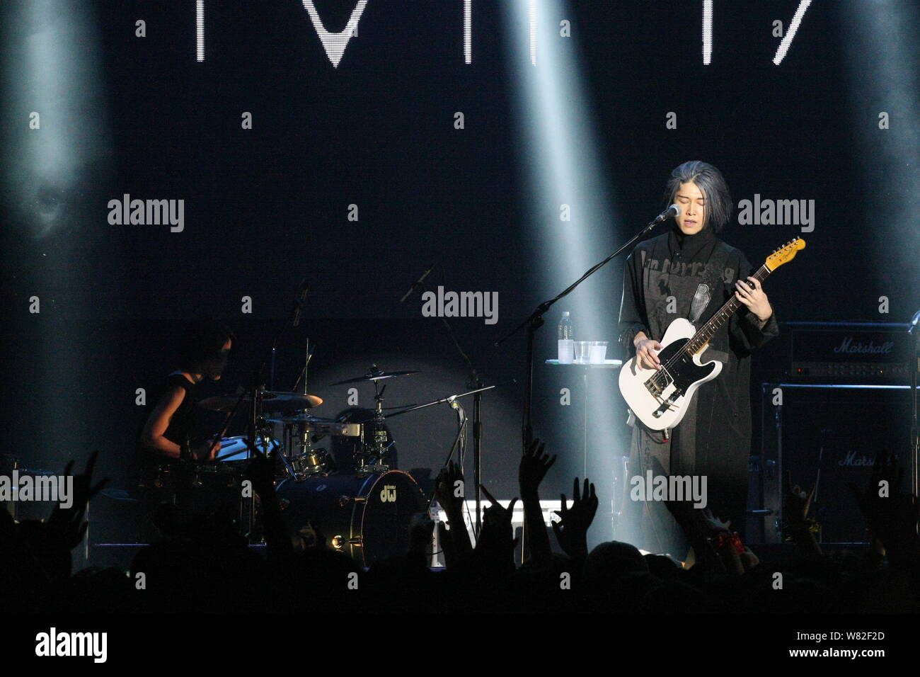 Japanese singer and actor Takamasa Ishihara, better known by his stage name Miyavi, performs during a concert in Taipei, Taiwan, 26 February 2017. Stock Photo