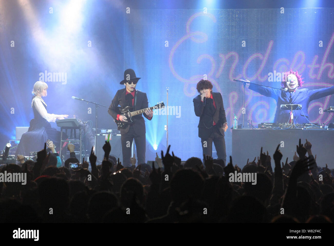 Members Of Japanese Band Sekai No Owari Perform During A Concert In Taipei Taiwan 25 February 17 Stock Photo Alamy