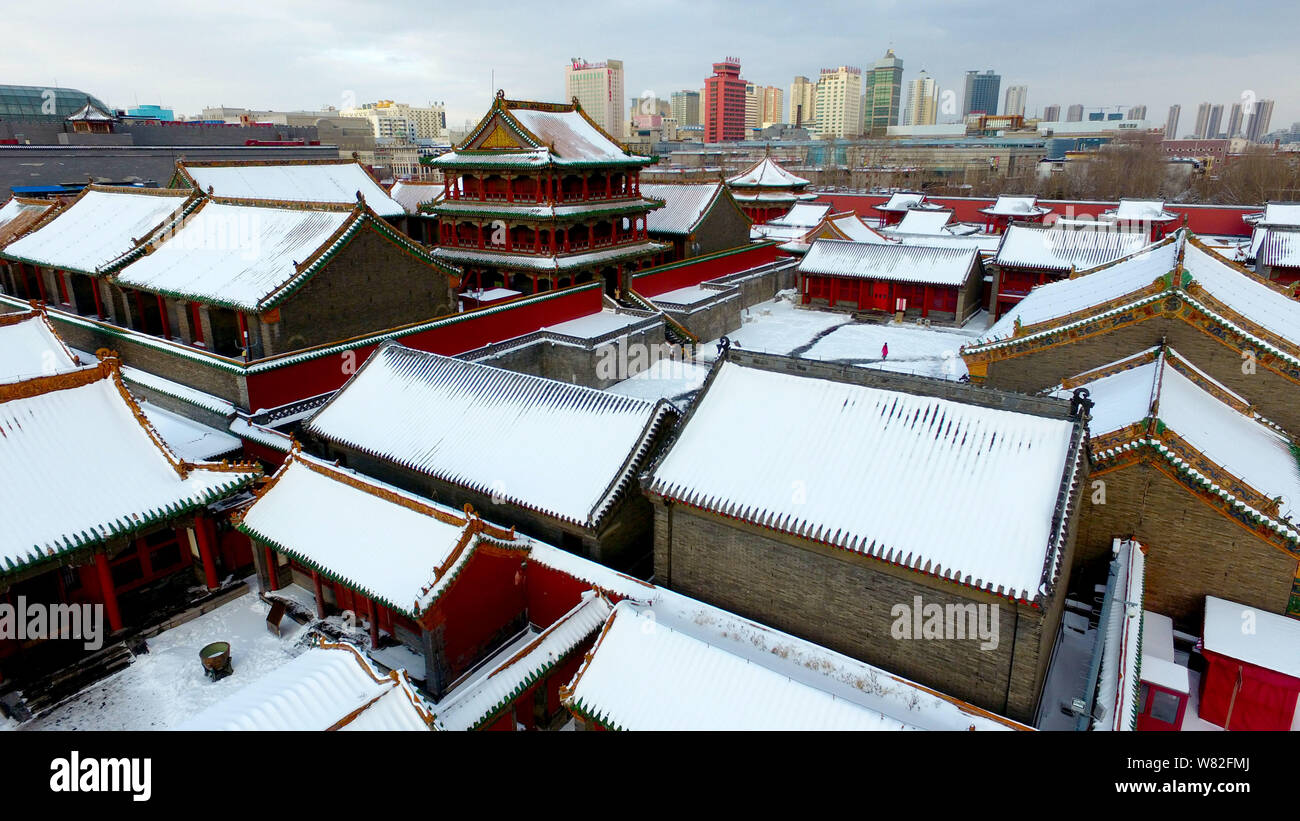 Aerial view of the Mukden Palace, also known as the Shenyang Imperial