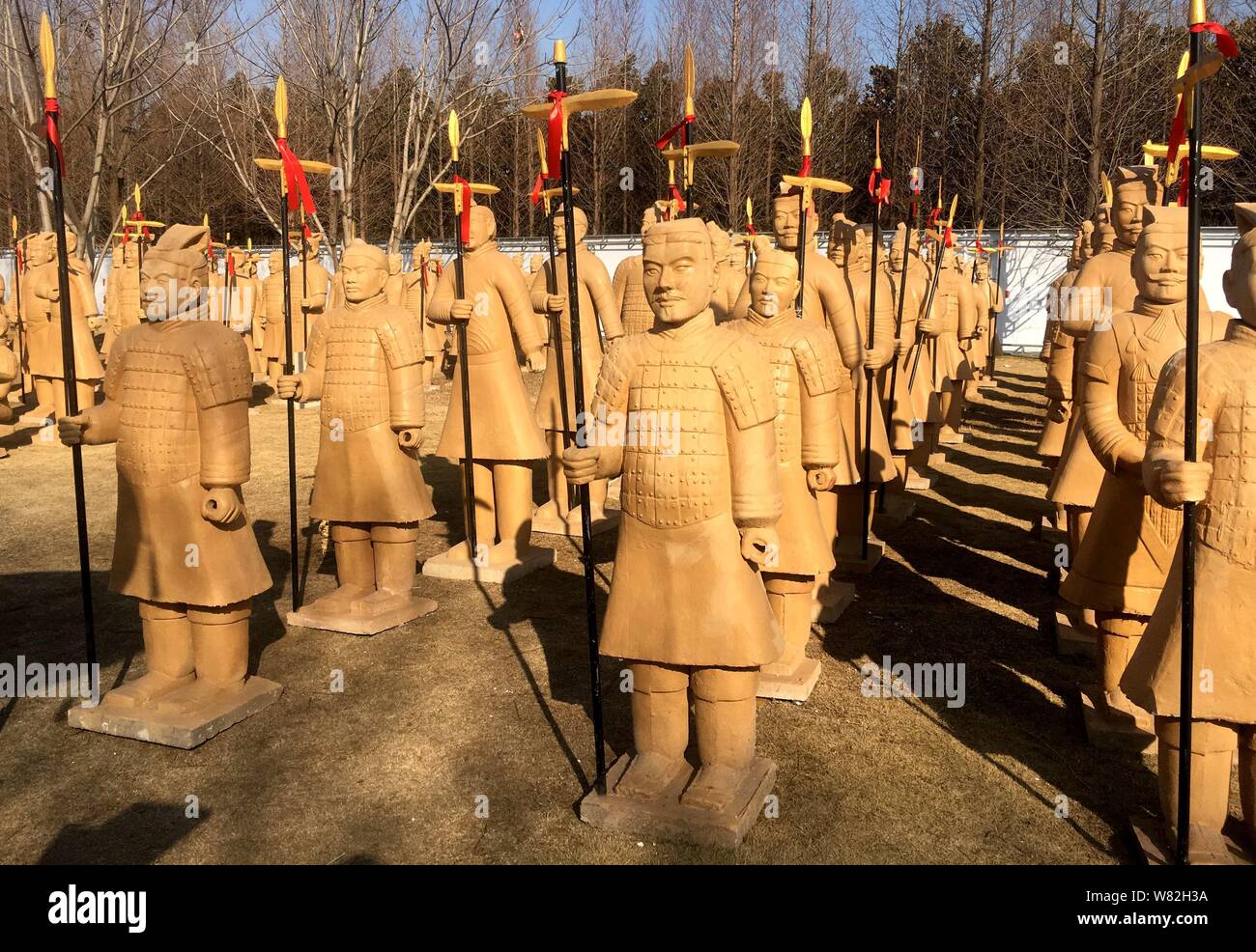 Replicas of terracotta army sculptures of the Terracotta Warriors and