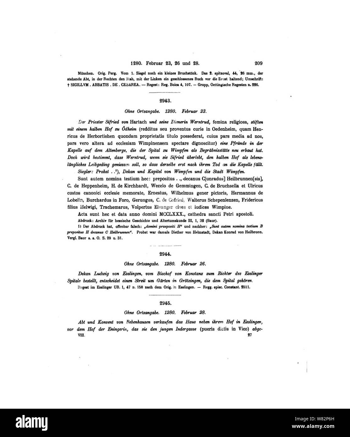 De Wirtembergisches Urkundenbuch 8 209 Stock Photo 263134105 Alamy