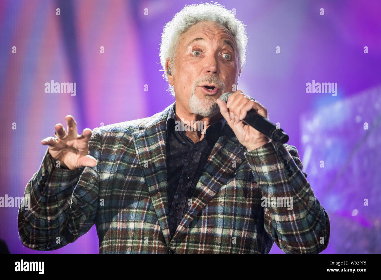 Welsh singer Sir Thomas John Woodward, known by his stage name Tom Jones,  performs during a concert in Hong Kong, China, 25 February 2017 Stock Photo  - Alamy