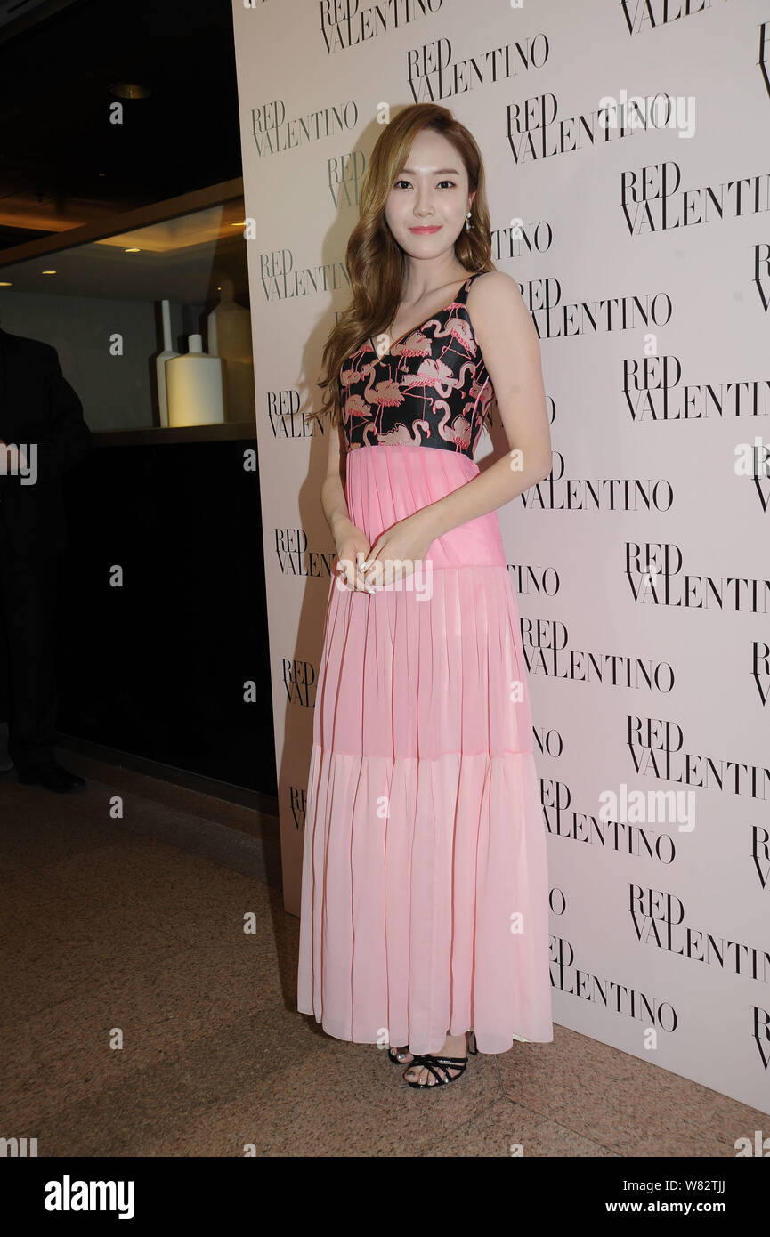 South Korea-based American singer and actress Jessica Jung or Jung Soo-youn  poses during the opening ceremony of a Red Valentino store in Hong Kong, C  Stock Photo - Alamy