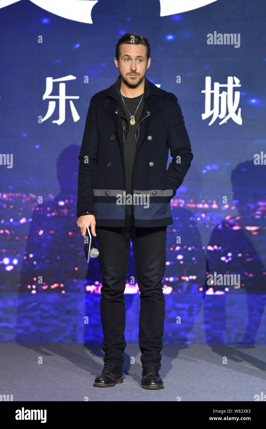 Canadian actor Ryan Gosling attends a premiere for his movie 'La La Land' in Beijing, China, 24 January 2017. Stock Photo