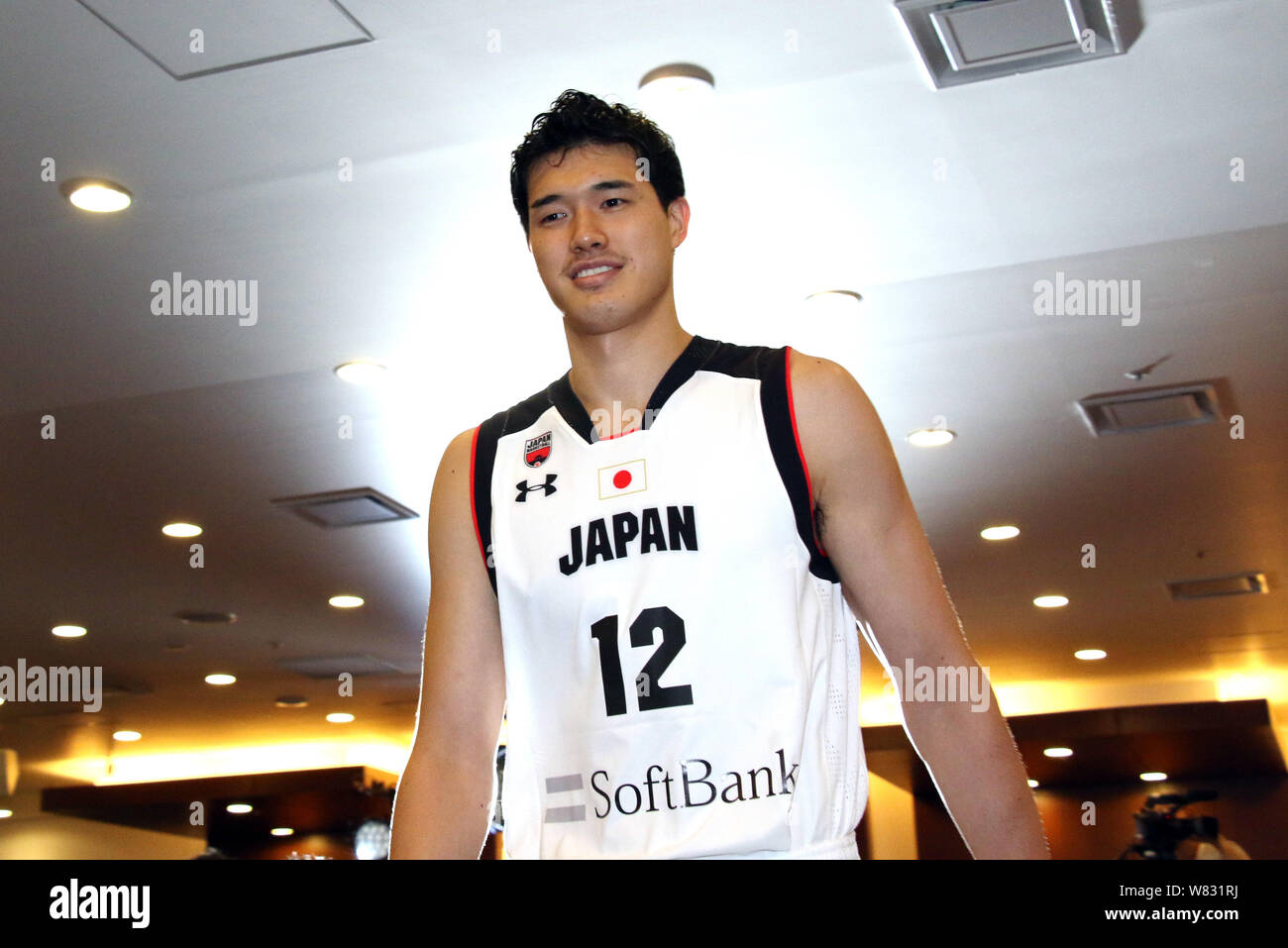 Tokyo, Japan. 7th Aug, 2019. Japan's basketball national team member Yuta Watanabe arrives at an