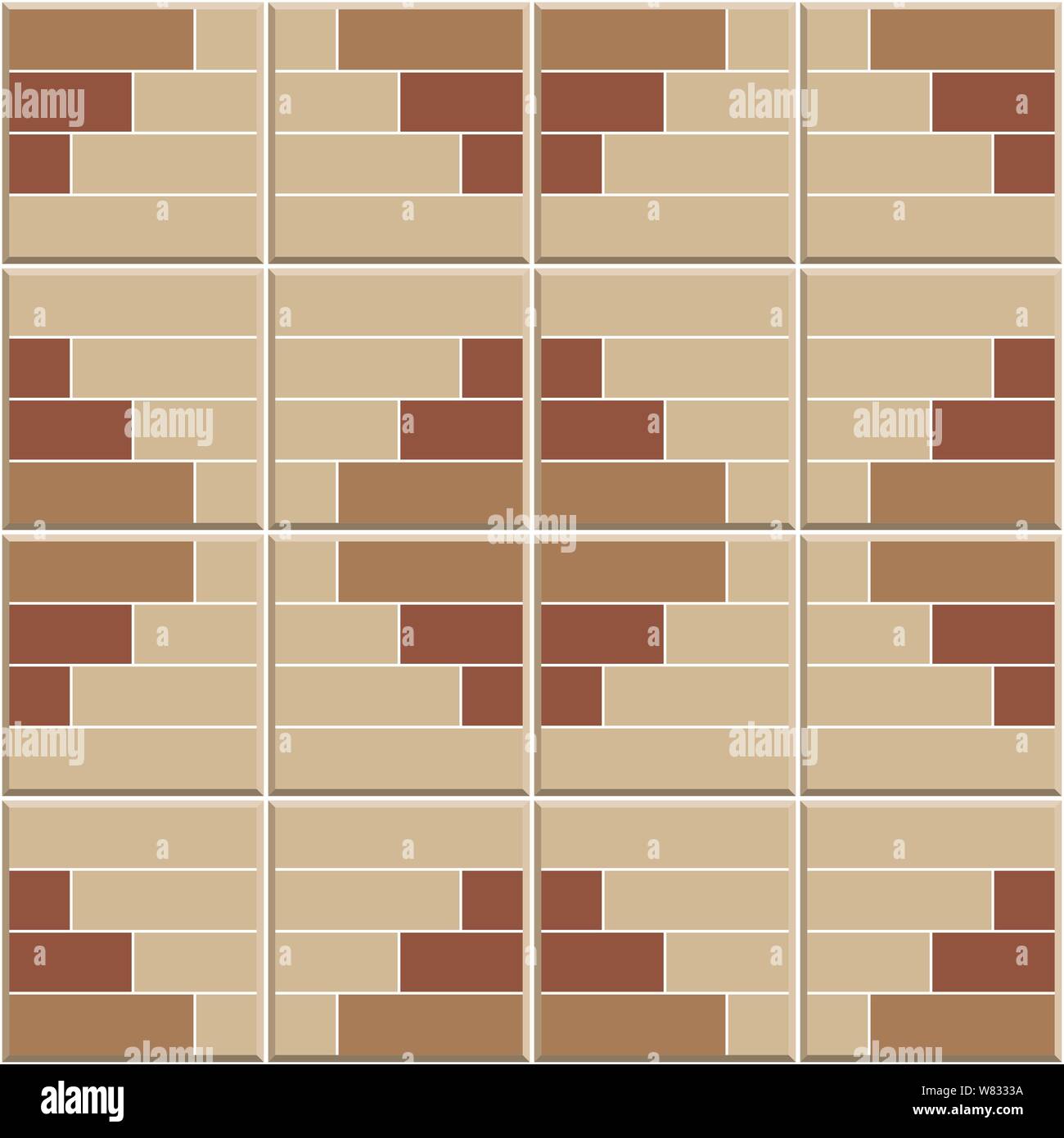 Abstract seamless pattern, brown ceramic tiles wall with square shape vector illustration Stock Vector