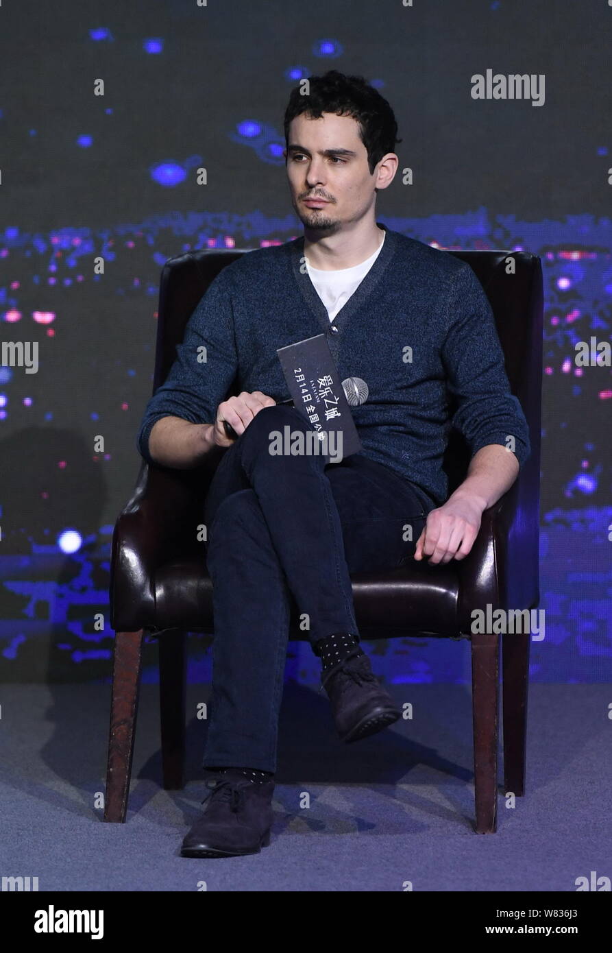 American director Damien Chazelle attends a premiere for his movie 'La La Land' in Beijing, China, 24 January 2017. Stock Photo