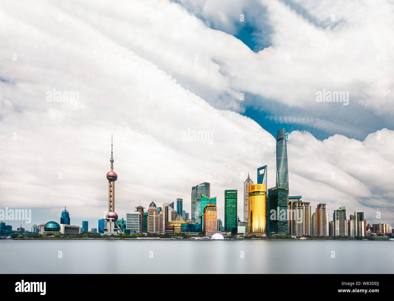 Skyline of Huangpu River and the Lujiazui Financial District with the ...
