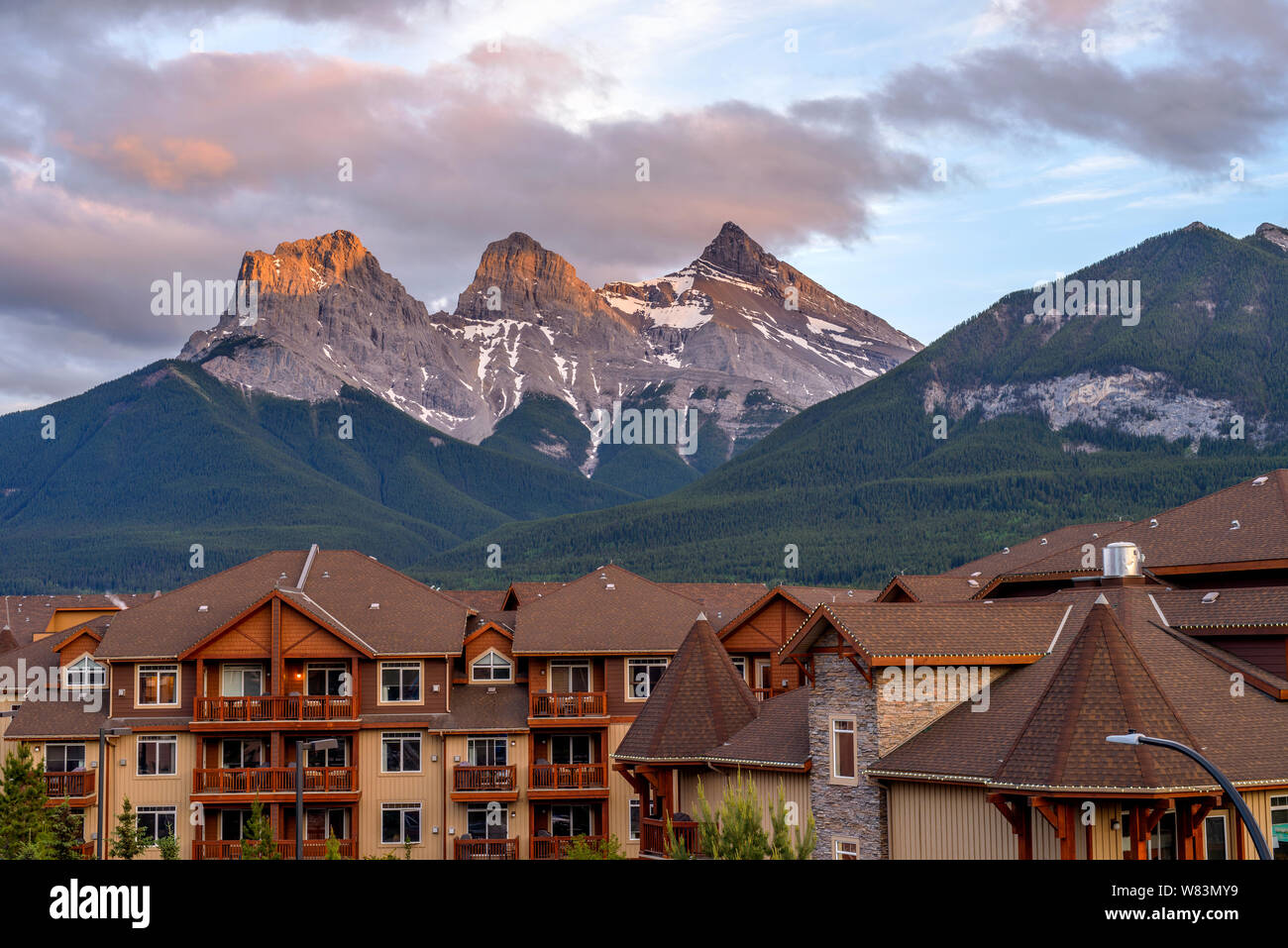 The Three Sisters A Spring sunset view of The Three Sisters mountain