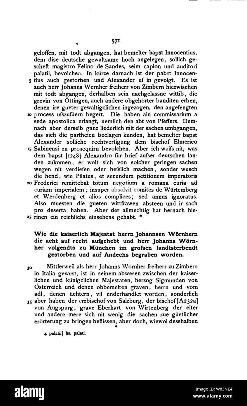 De Zimmerische Chronik 1 571 Stock Photo Alamy