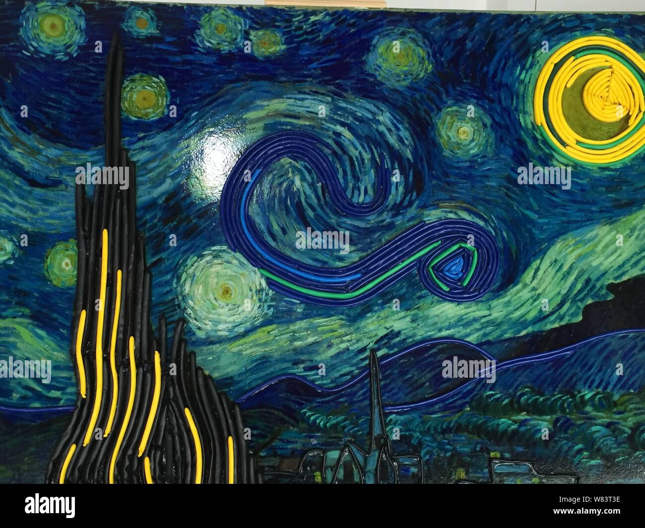 A chocolate painting of The Starry Night by Vincent van Gogh is on display during an exhibition in Suzhou city east China s Jiangsu province 2 Nov Stock Photo Alamy