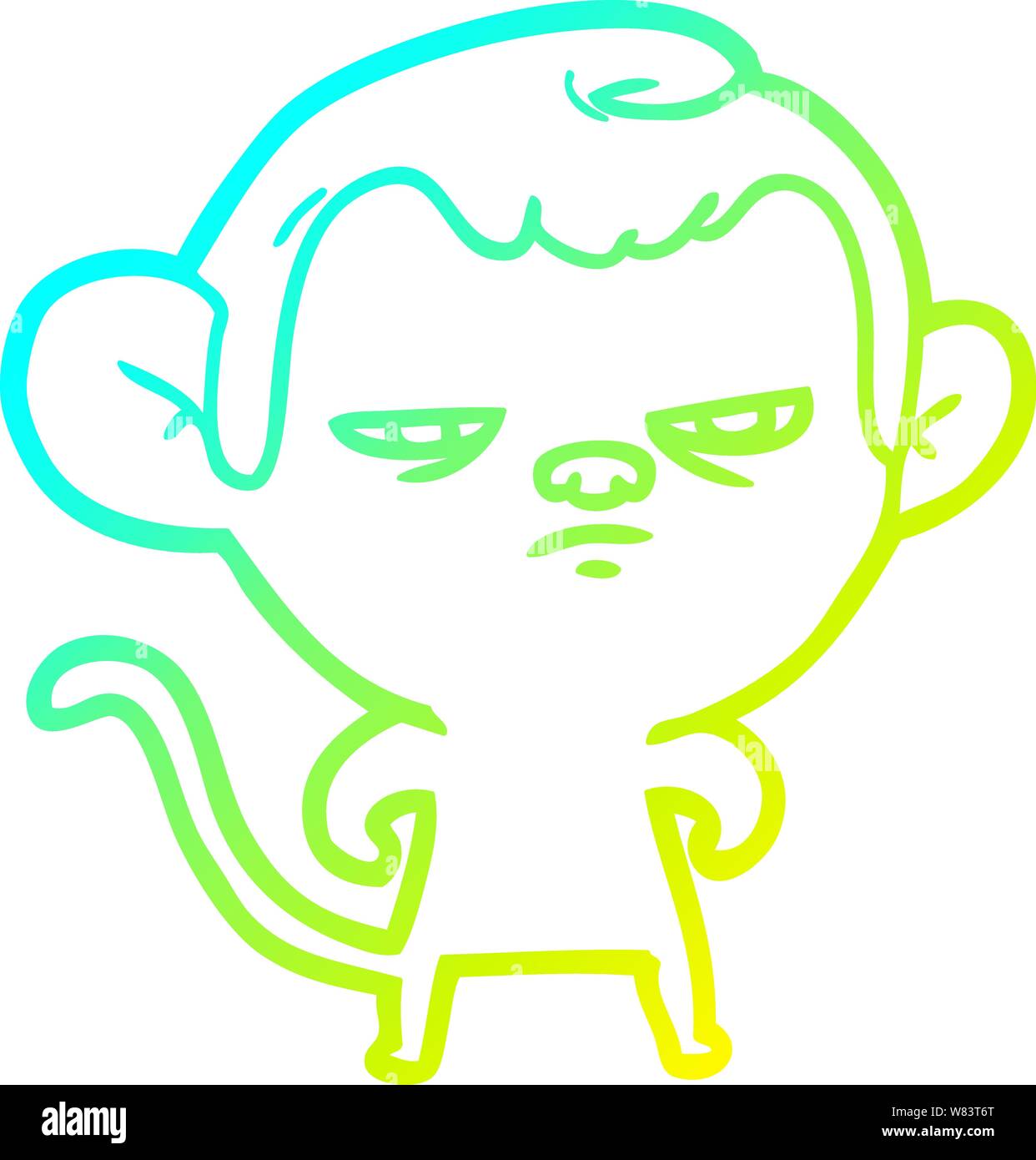 cold gradient line drawing of a cartoon monkey Stock Vector Image & Art ...