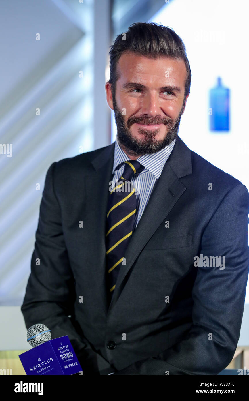 English Soccer Star David Beckham Attends A Press Conference To Promote Haig Club Whisky In Shanghai China 8 November 16 Stock Photo Alamy