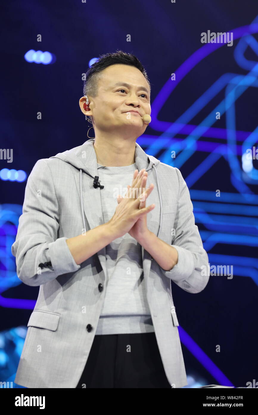 Jack Ma or Ma Yun, Chairman of Alibaba Group, performs a magic show