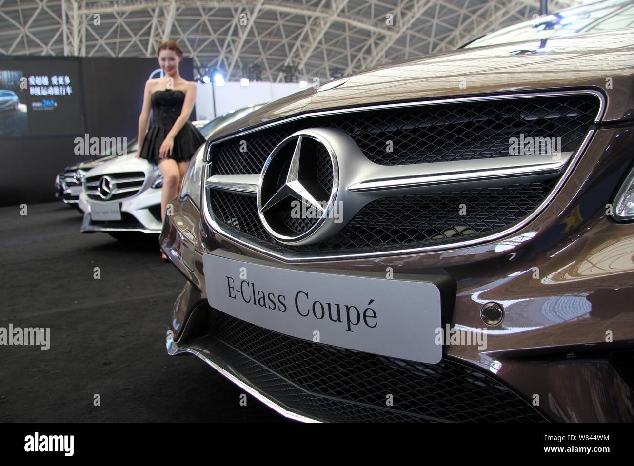 --FILE--A Mercedes-Benz E-Class Coupe is on display during an automobile exhibition in Nantong city, east China's Jiangsu province, 31 July 2016.   Me Stock Photo